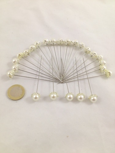 Flower pearl pins L 8cm 24 p.